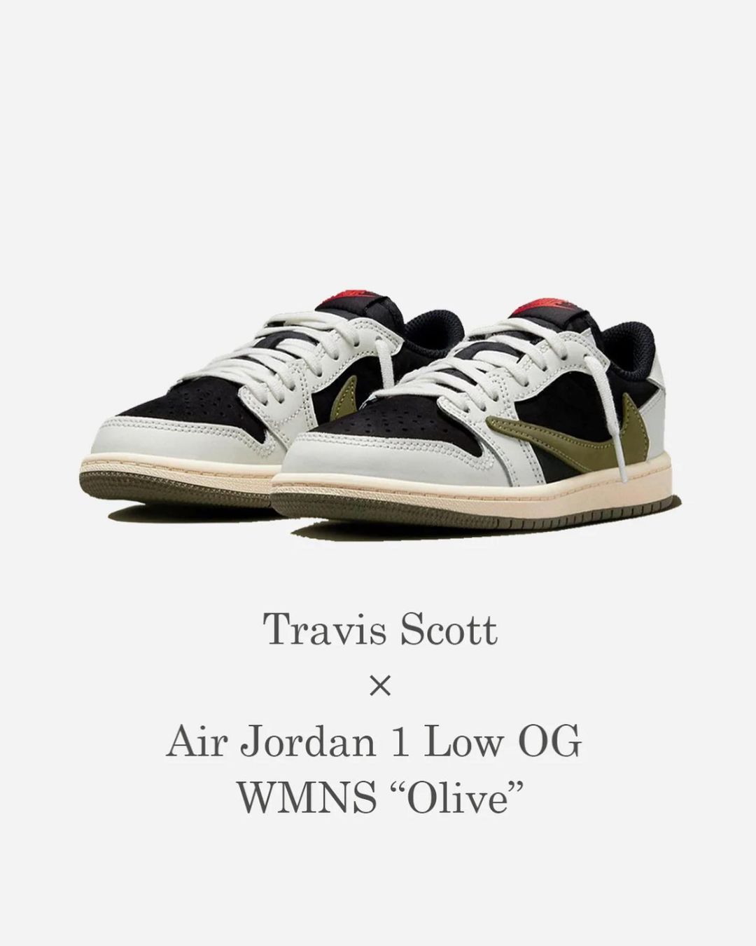 Travis Scott x Air Jordan 1 Low OG, Olive, 联名款, 倒钩, 橄榄绿