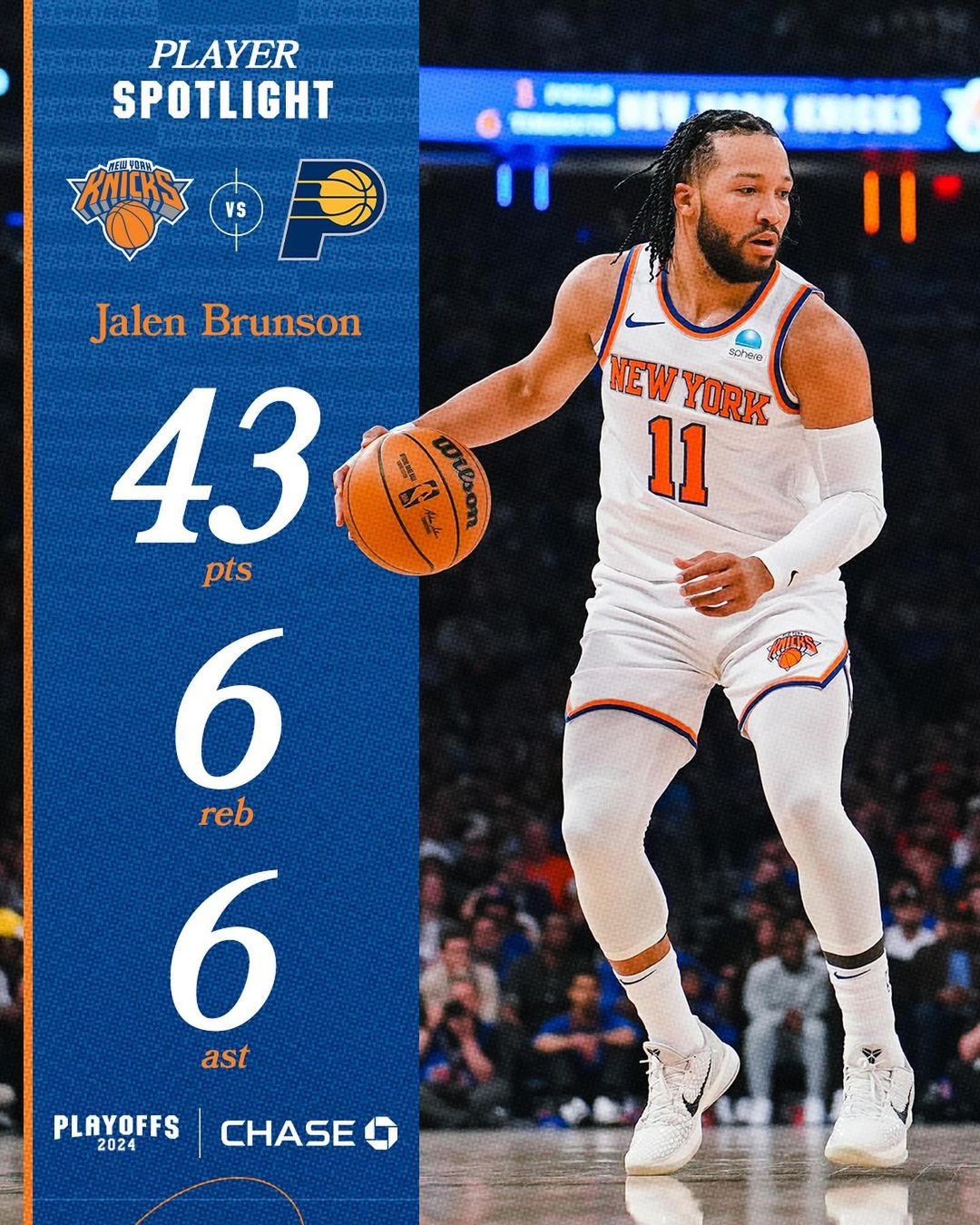 布伦森,NBA季后赛,东部半决赛G1,尼克斯,步行者, 布伦森