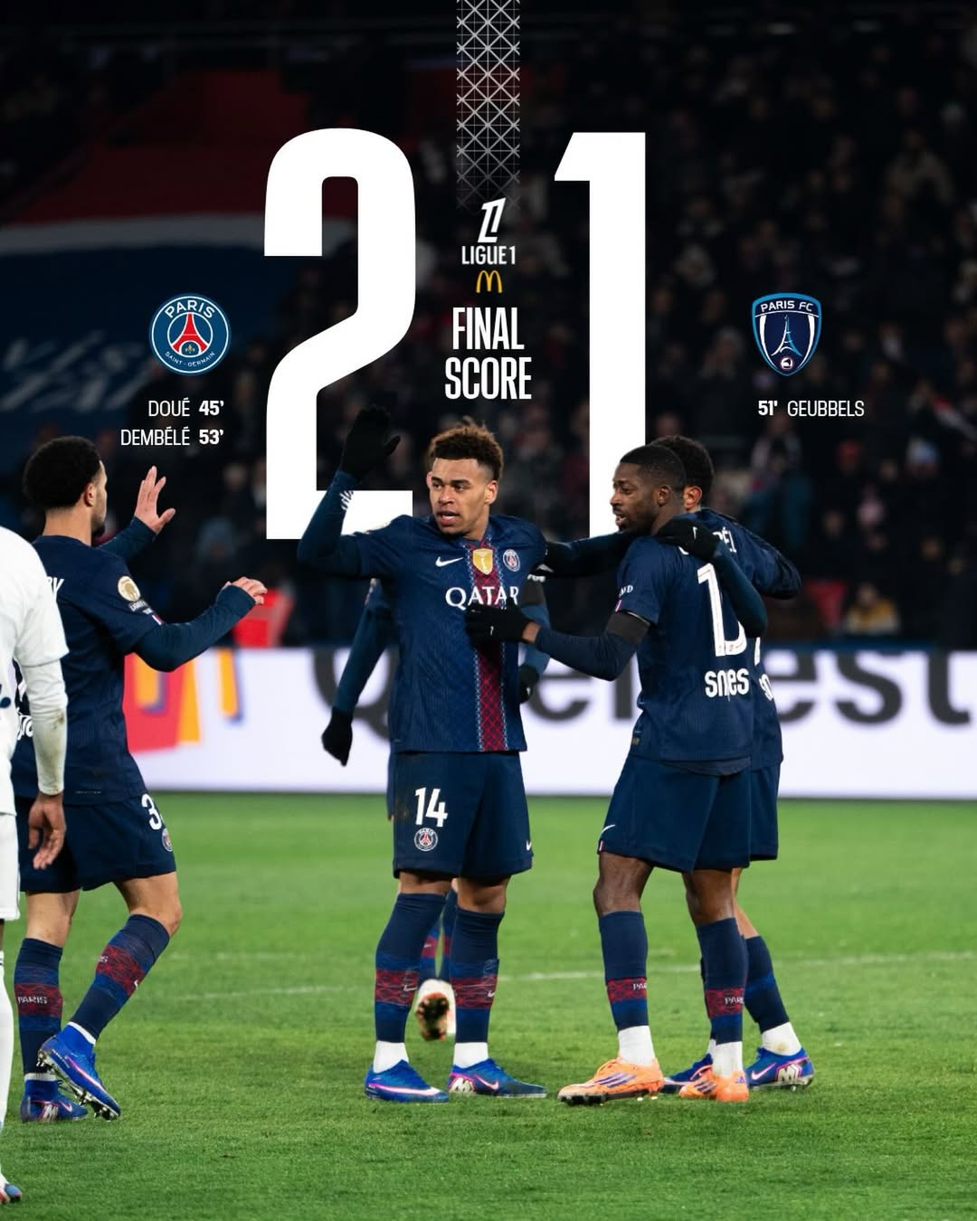 Paris Saint-Germain Football Club,登贝莱,破门,杜埃,建功,巴黎圣日耳曼,巴黎FC